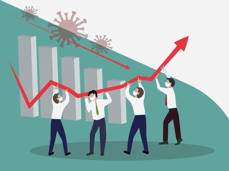 Illustration of staff turning around financially following the COVID-19 crisis