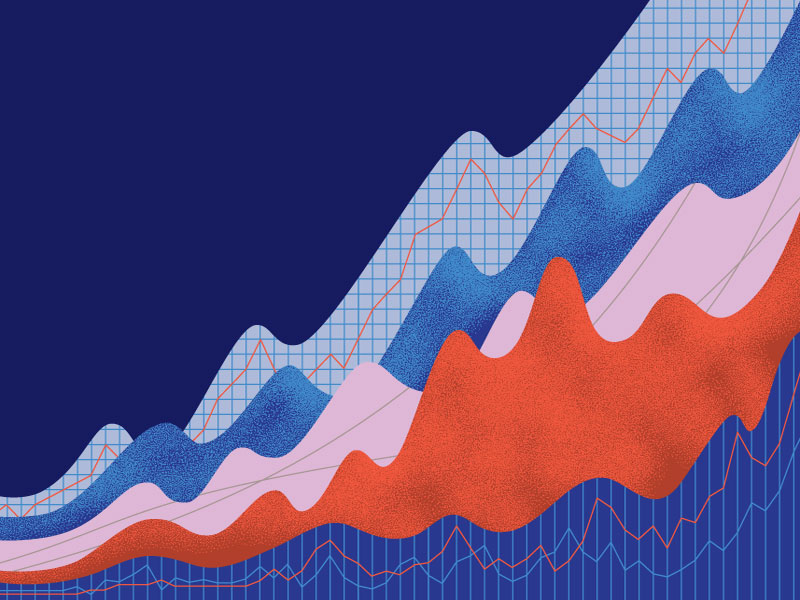 Illustration of abstract chart moving upward