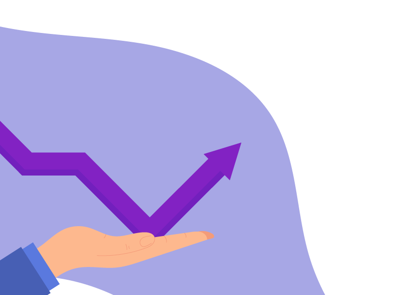 Hand with arrow going upward