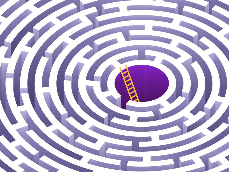 Circular maze with ladder in center