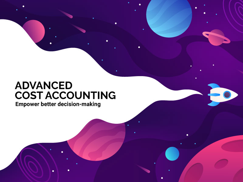 Horizontal space background with abstract shape and planets