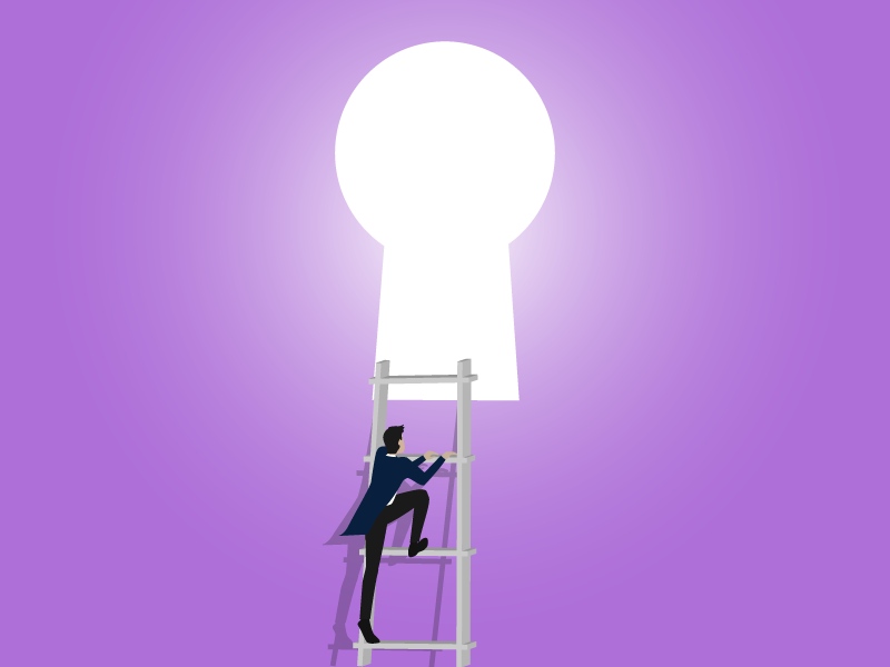 Man climbing ladder