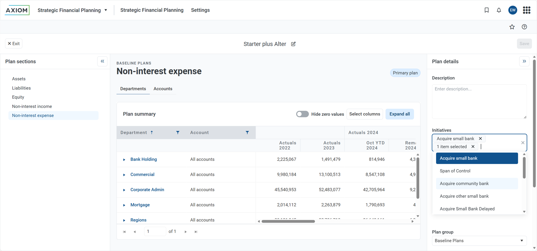 Strata strategic planning dashboard