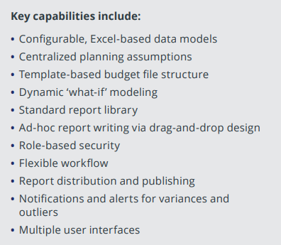 Axiom Budgeting and Forecasting for Healthcare - Capabilities