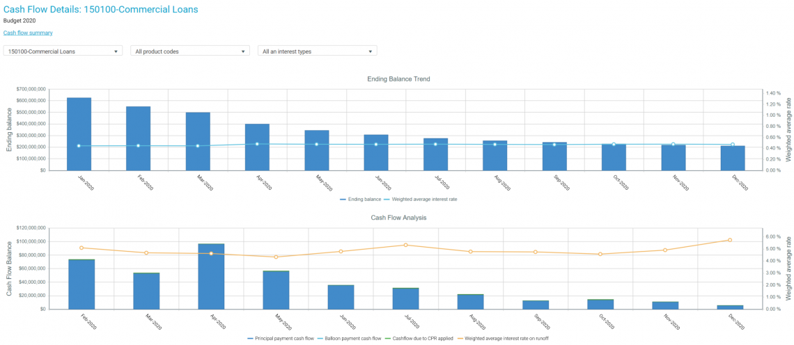 Cash Flow Details dashboard inside Axiom Planning