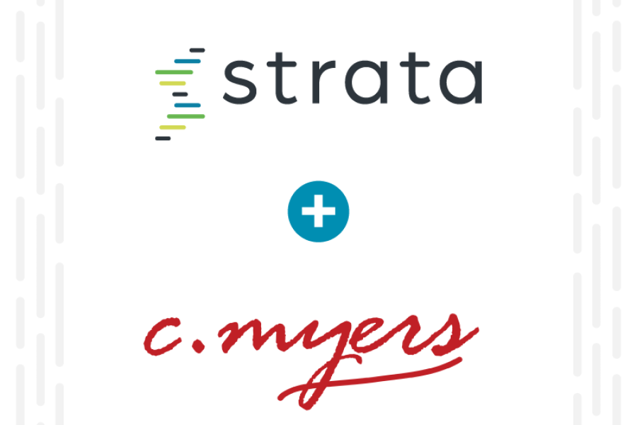 Strata logo and c.myers logo
