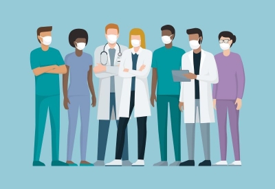 Healthcare workers wearing masks
