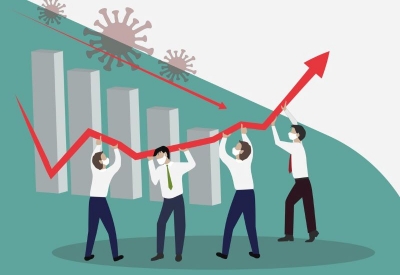 Illustration of staff turning around financially following the COVID-19 crisis