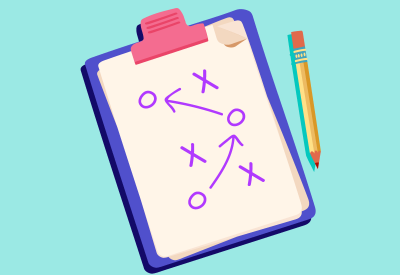Illustration of a football plan drawn on clipboard