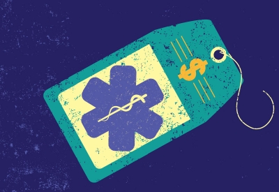 Price tag with medical symbol on it