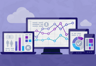 Illustration of cloud-based EPM platform on several devices, including desktop, laptop, tablet, and mobile