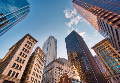 financial district of a downtown