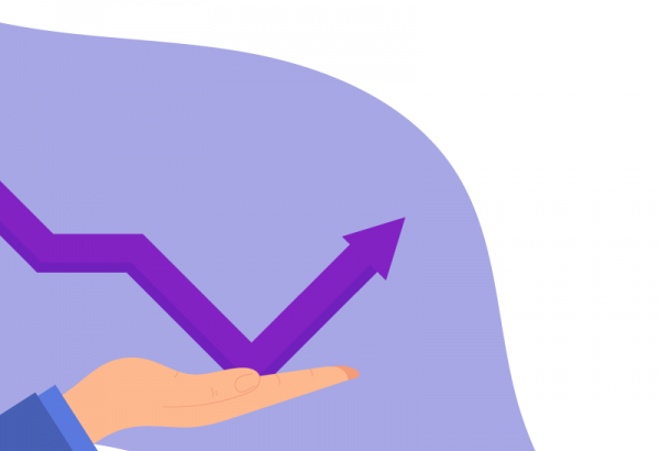 Hand with arrow going upward