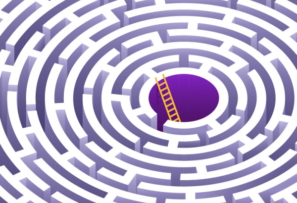 Circular maze with ladder in center