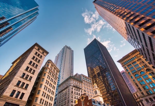 financial district of a downtown