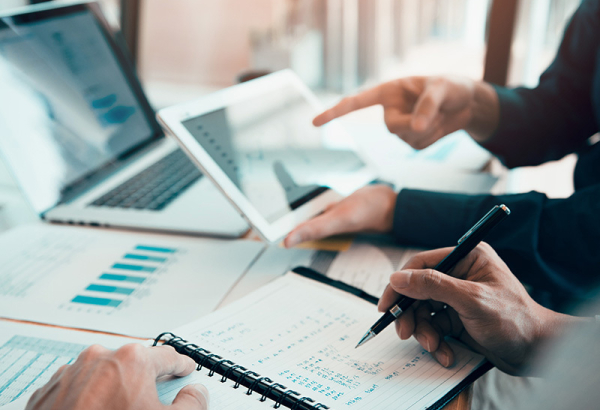 professionals reviewing charts and graphs
