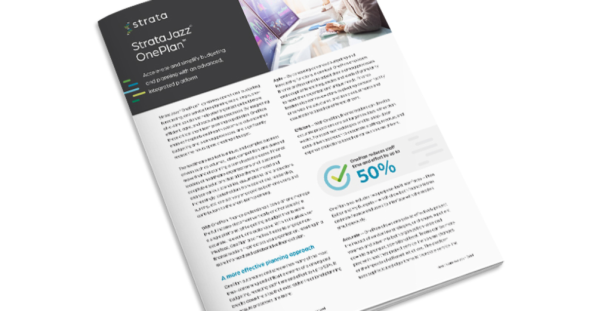 StrataJazz OnePlan- Solution Brief | Strata Decision Technology