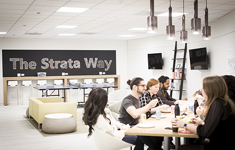 the employee lounge at the Strata office